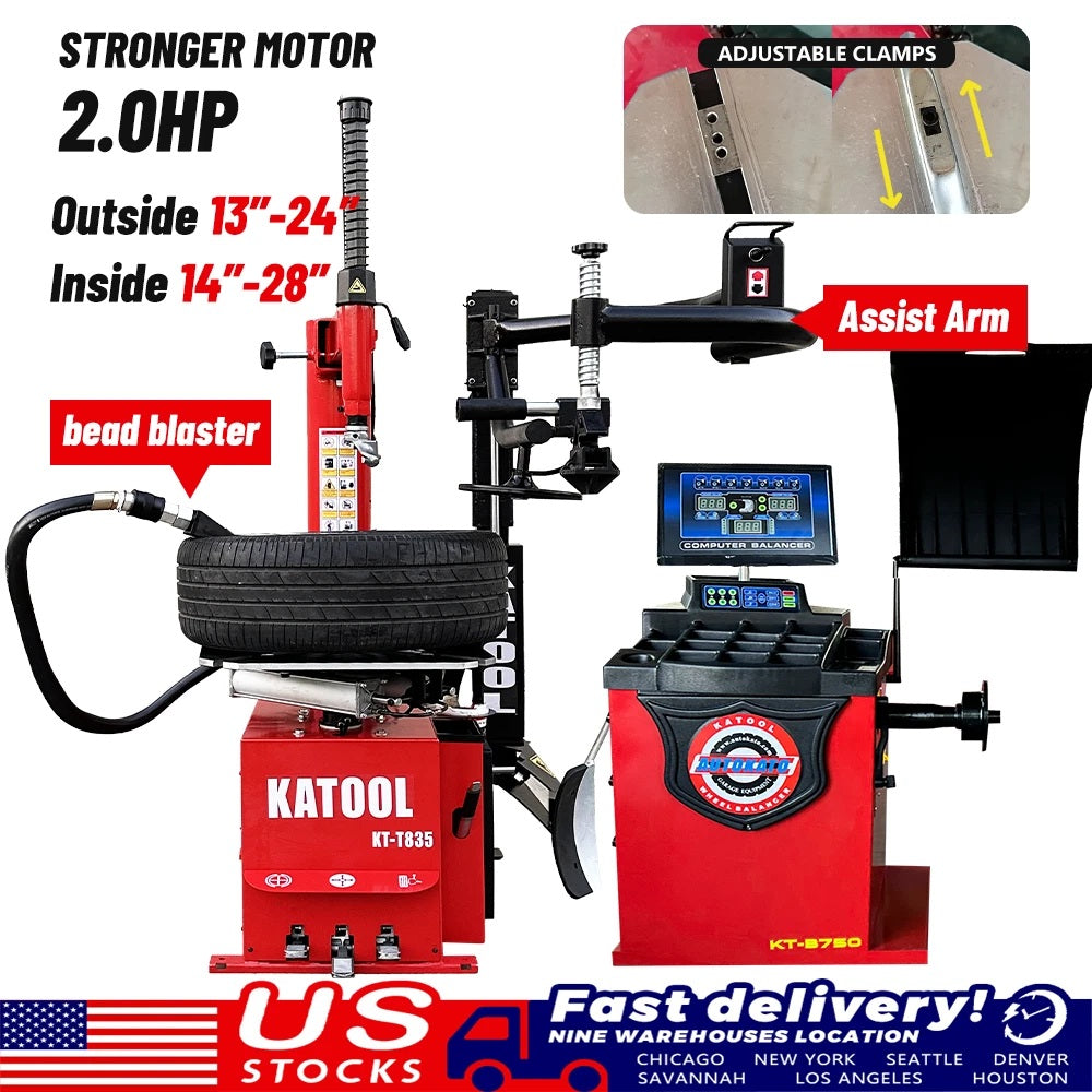 KATOOL ComboTire Changer KT835 + Wheel Balancer KT-B750, Garage Equipment, Shop Tools
