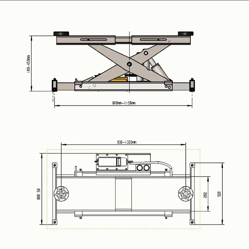 Katool KT-RJ70 7,000 lb Rolling Bridge Jack for Four-Post Lifts