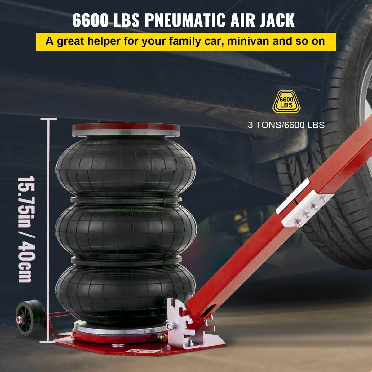 KATOOL Bag Air Jack 5 Ton Red Pneumatic Jack Car Lift Compressed