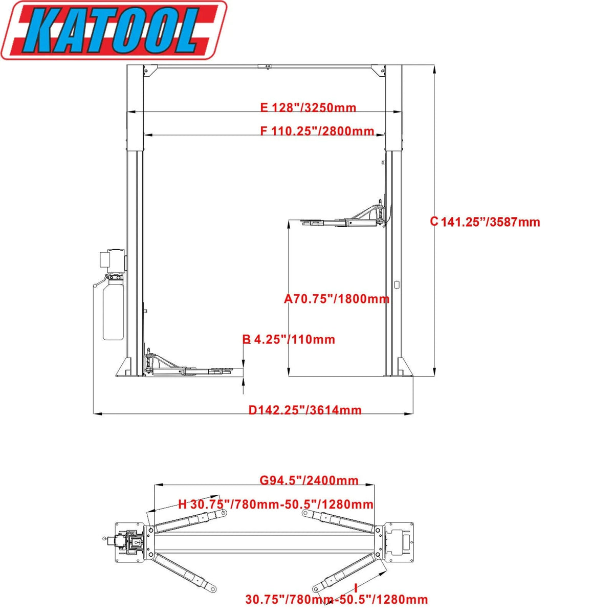 KATOOL 2 Post Lift 11000lbs Two Post Lift Auto Lift Car Lift Hoist Equipment (Included Shipping)